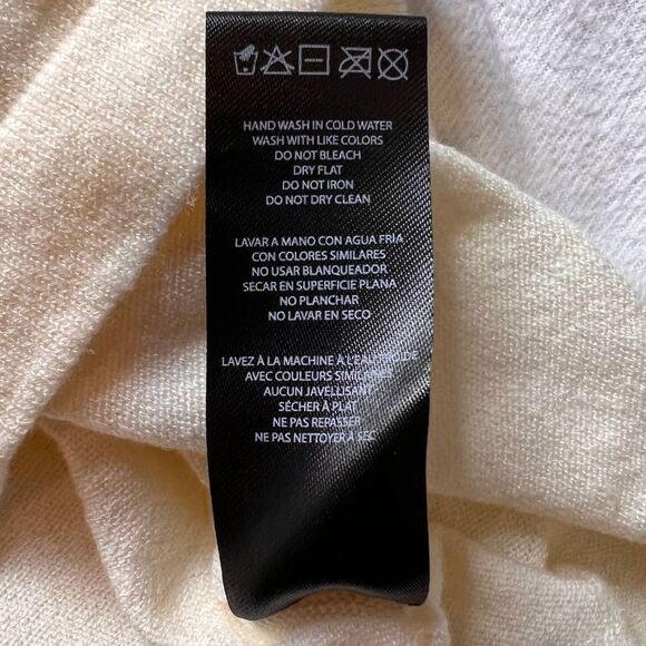 Bebe Cream Short Sleeve Turtleneck Pearl Sequin Logo Sweater- L - Picture 7 of 12